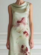 Sleeveless Floral Print A-Line Midi Dress