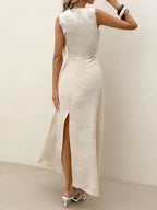 Women's Sleeveless Knotted Round Neck Dress