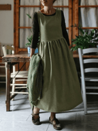 Green and Hazelnut Cotton Apron