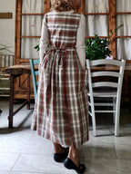 Brown Tartan Cotton Apron