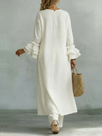 Casual Linen And Cotton Top And Pants Two-piece Set