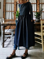 The Dark Blue Cotton & Linen Kitchen Apron