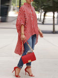 Loose-fit Casual Striped Shirt With High-low Hem
