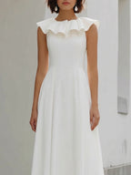 Ruffle Neck Sleeveless A-Line Maxi Dress