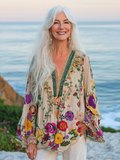 Vacation seaside elegant embroidery top 57e2