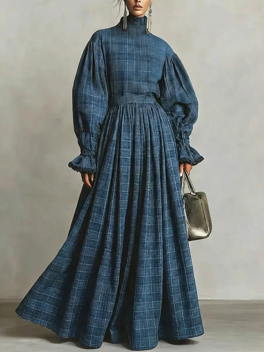Women's Retro Striped Ruffled Casual Stylish Vacation Art Cotton Maxi Dress
