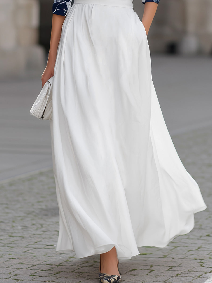 Floral Print Button-Down & High-Waisted Maxi Skirt Set