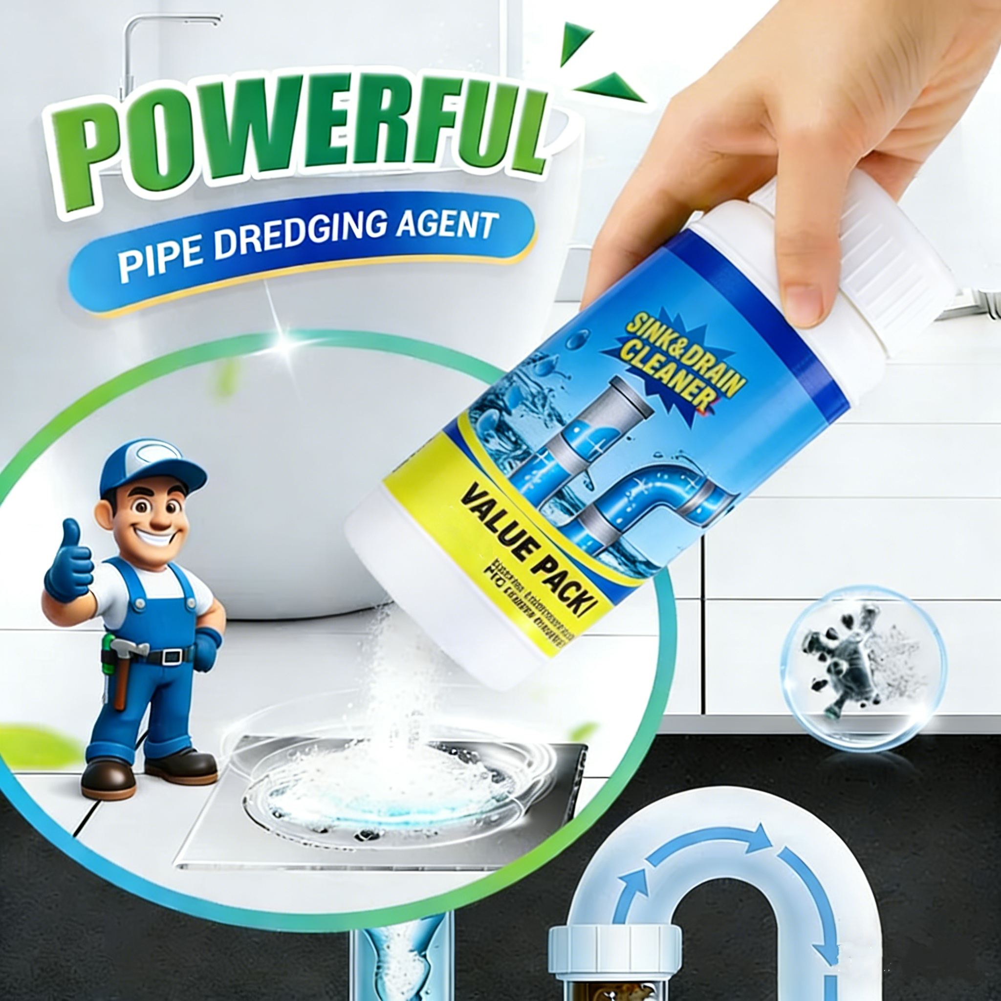 💝Only Today Buy 2 Get 2 Free🎁70% Off - 💯5-Second Dissolving Deodorizer - 💦Pipe-Clearing Foaming Powder