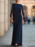 Cape Overlay Draped Maxi Dress