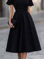 Elegant High-Neck Midi Dress
