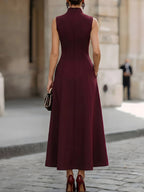 Sophisticated Sleeveless Burgundy Maxi Dress