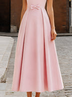 Elegant A-Line  Maxi Dress With Waist Bow