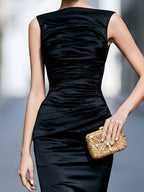 Sleeveless Ruched Evening Sheath Dress