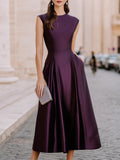 Cap-Sleeve Fitted A-Line Midi Dress