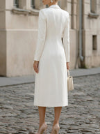 Notched Lapel Long Blazer & Strapless Tube Bodycon Midi Dress Two-Piece Set