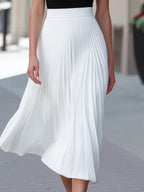 Monochrome Ruffle Sleeve Top & Pleated Midi Skirt Tailored Set