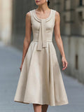Sleeveless Tie-Neck Fit-and-Flare Midi Dress