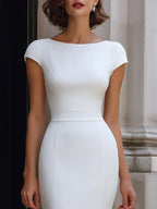 Cap Sleeve Bateau Neck Mermaid Midi Dress