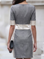 Satin Panel Color-Block Tailored Two-Piece Set