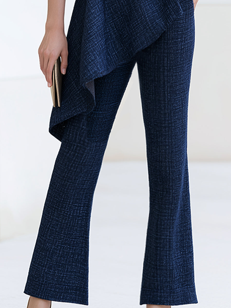 Asymmetric Draped Ruffle Flared Jumpsuit Two-Piece Set