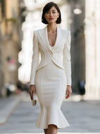 Single-Button Blazer And Mermaid Midi Dress Set