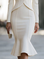 Single-Button Blazer And Mermaid Midi Dress Set