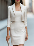 Textured Bolero Jacket And Sheath Mini Dress Set