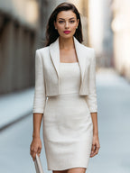 Textured Bolero Jacket And Sheath Mini Dress Set