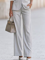Color-blocked Two-piece Suit With Lapel Trousers