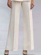 Sculpted Sleeve Peplum Jacket And Wide-Leg Pants Set