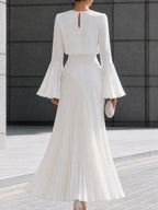Bell-Sleeve Blouse And Pleated Maxi Skirt Set