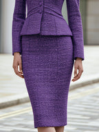Textured Peplum Jacket And Pencil Skirt Set