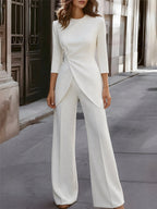 Asymmetric Tunic And Wide-Leg Pants Set