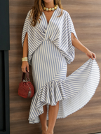Stylish Striped Elegant Shirt And Skirt Two-piece Set