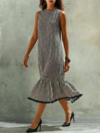 Women's Retro Striped Art Casual Fashion Cozy Cotton Linen Dress
