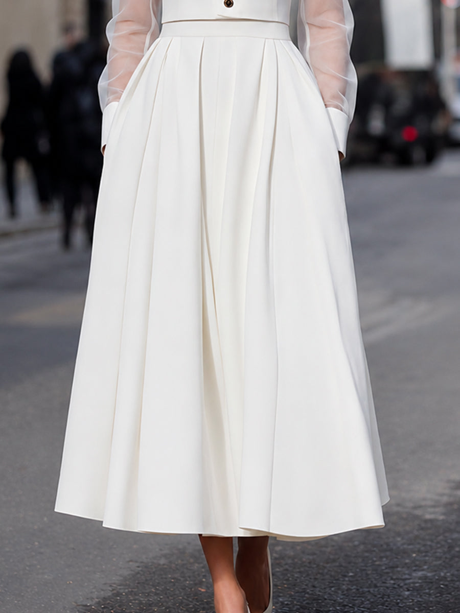 Elegant V-Neck Midi Dress & Structured Long Sleeve Jacket Set