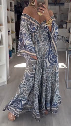 Boho Paisley Print Tiered Maxi Dress