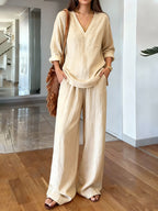 Women's Casual Crew Neck Long Sleeve Set