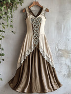 Viking Tribal Celtic Knot Art Lace Linen Tank Dress