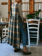 Brown and Blue Tartan Apron