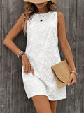 Women's White Round Neck Vest Dress