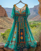 Summer Vintage Bohemian Lace Embroidery Dress dec5