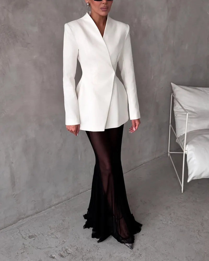 Fashion Jacket & Perspective Skirt Two-Piece Set