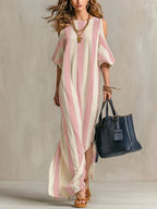 Women's Classic Striped Crew-neck Dress