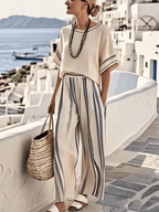 Women'S Loose Striped Wide Leg Pants Suit