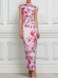 Exquisite And Elegant Pink Floral Print Dress