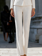 Ivory Tweed Square-Neck Suit Set