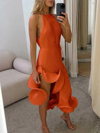 Women's Irregular Ruffle Sleeveless Dress