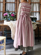 Pink and Cream Striped Cotton Apron