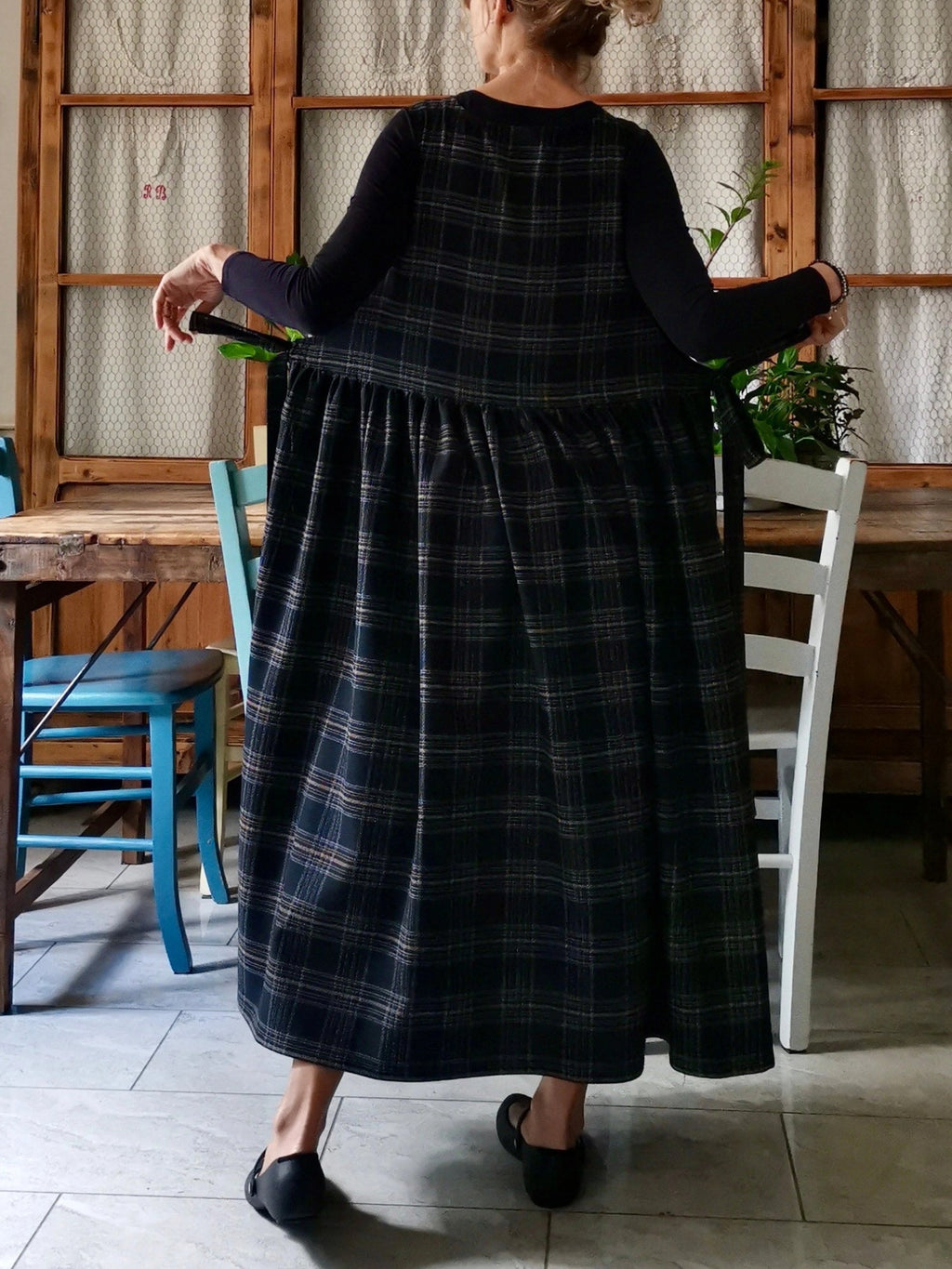 Black Tartan Cotton Apron